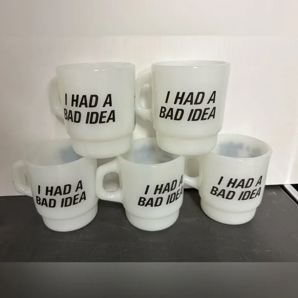 Set of 5 vintage Anchor Hocking Fire King advertising mugs - Picture 3 of 10